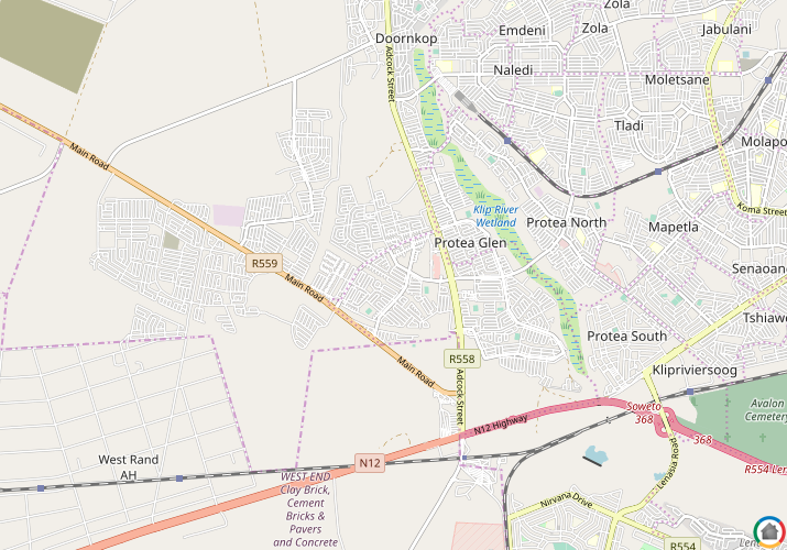 Map location of Protea Glen